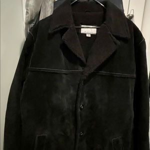 Wilsons M. Julian Black Suede Leather Sherpa Lined Coat